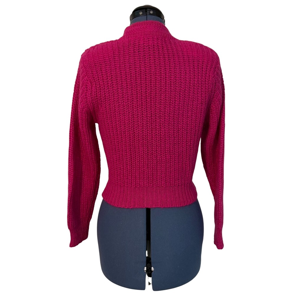 Vintage SK & Company Petite Mohair Wool Wrap Cardigan Hot Pink 80s Barbiecore S - Picture 3 of 12